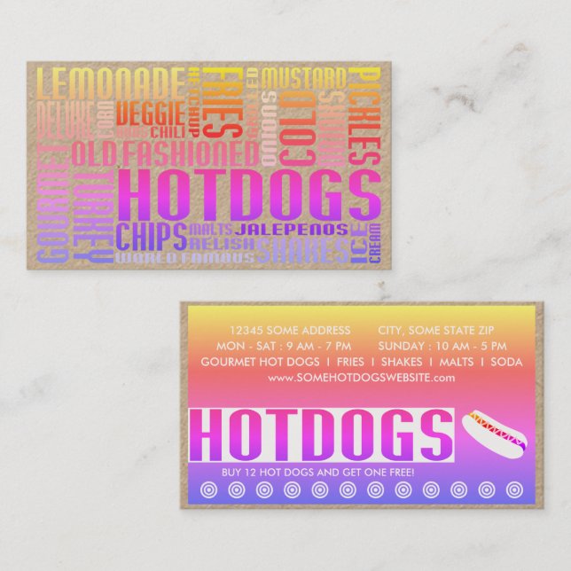 Treuekarte für Hotdogs (Word Web) (Vorne/Hinten)