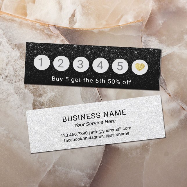 Treuekarte | Moderner Schwarzer Glitzer 6 Punch (Von Creator hochgeladen)