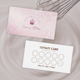 Treuekarte Pastry Shop Pink Glitter Cupcake-Logo Visitenkarte