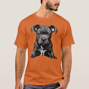 Treuer schwarzer Pitbull-Welpe Stolz Hund Papa Mam T-Shirt