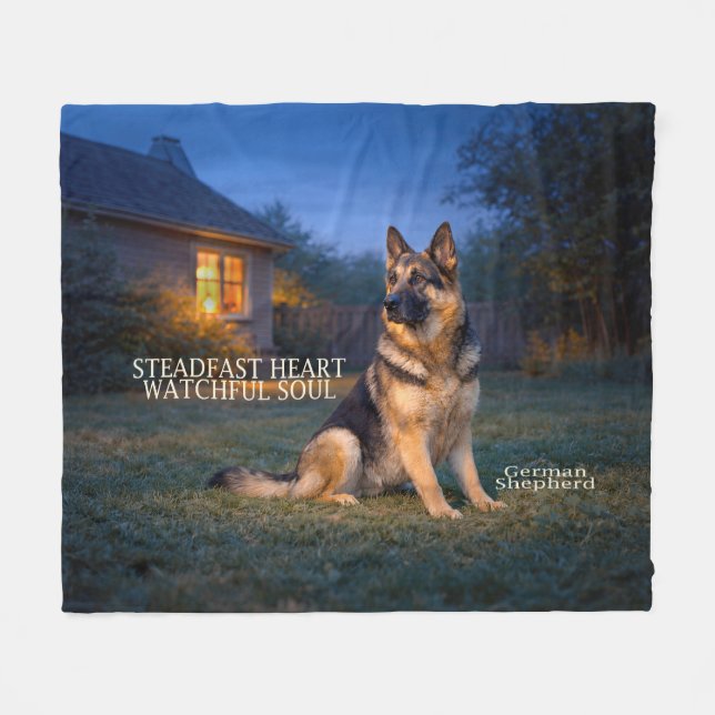 Treuherz Deutscher Schäferhund Fleecedecke (Vorderseite (Horizontal))