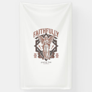 Treulich Engel Vintage Gravur Christliches T-Shirt Banner