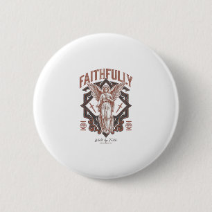 Treulich Engel Vintage Gravur Christliches T-Shirt Button