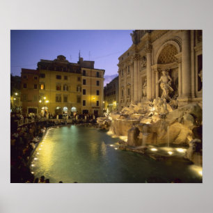 Trevi-Brunnen am Abend, Rom, Latium, Italien Poster