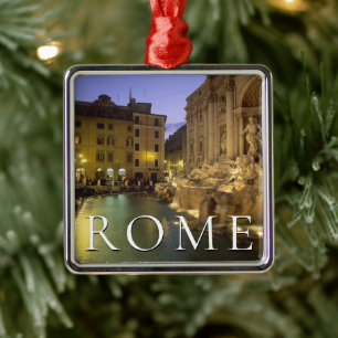 Trevi-Brunnen bei Nacht   Rom, Latium, Italien Ornament Aus Metall