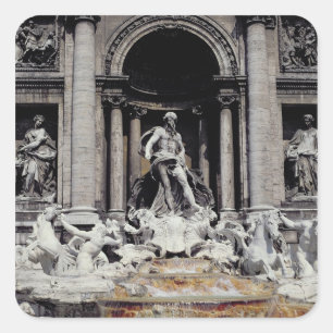Trevi-Brunnen, errichtet 1732-62 Quadratischer Aufkleber