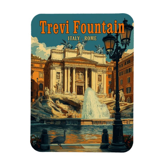 Trevi-Brunnen, Rom - Vintag Magnet (Vertikal)
