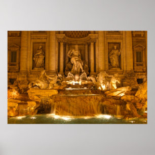 Trevi Fountain at Night (HDR) Poster