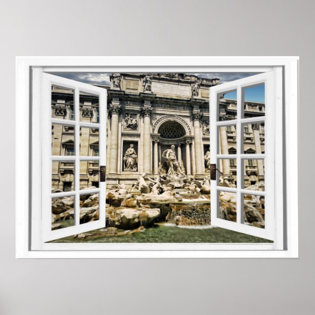 Trevi Fountain Faux Window View Poster (Vorne)