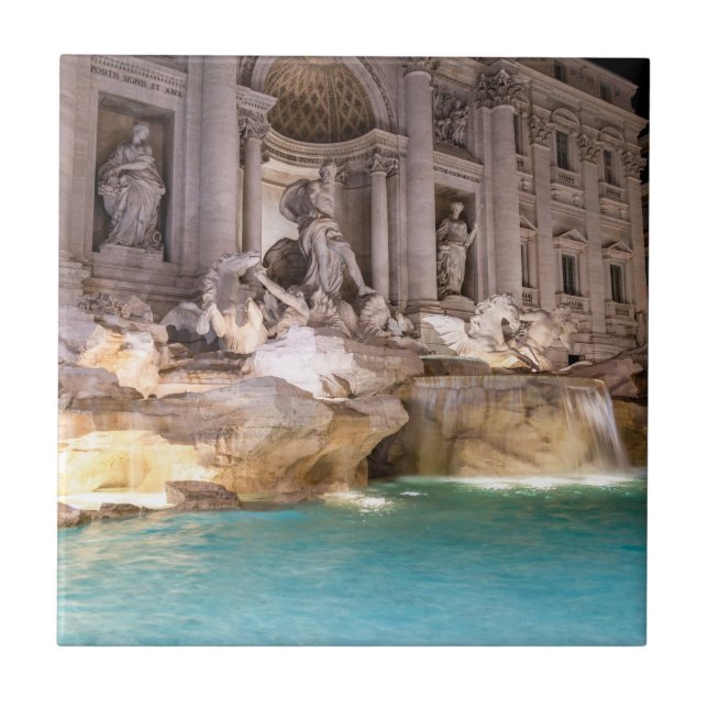 Trevi Fountain in night - Rom, Italien Fliese (Vorderseite)