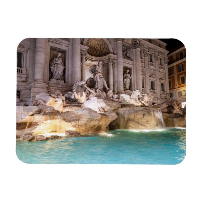 Trevi Fountain in night - Rom, Italien Magnet (Horizontal)