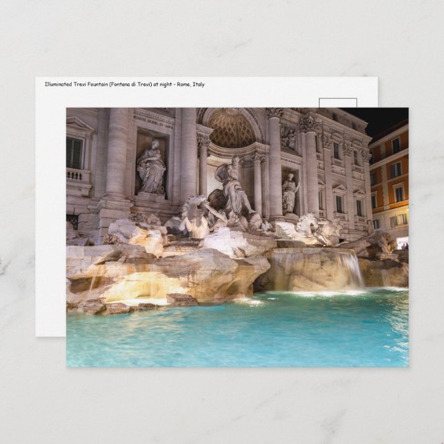 Trevi Fountain in night - Rom, Italien Postkarte (Vorne/Hinten)