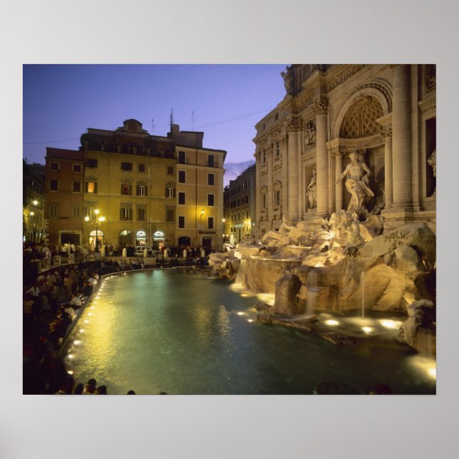 Trevi Fountain in night, Rom, Latium, Italien Poster (Vorne)