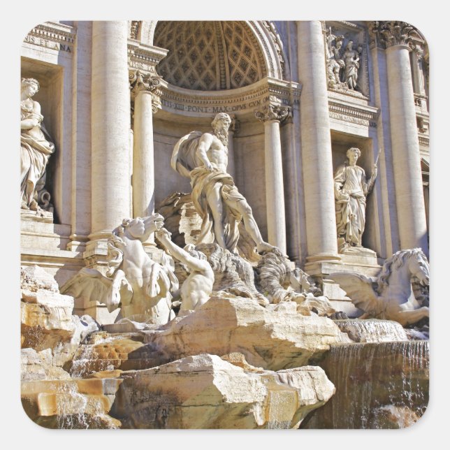 Trevi Fountain Quadratischer Aufkleber (Vorderseite)