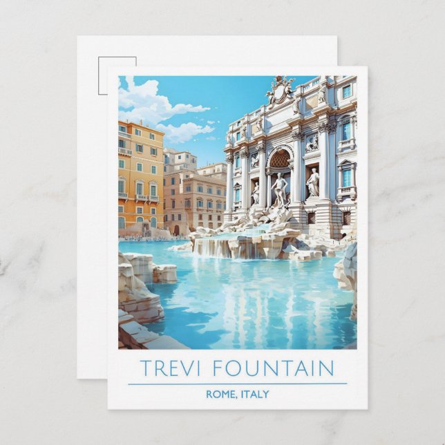 Trevi Fountain Roma Italien Vintage Postkarte (Vorne/Hinten)