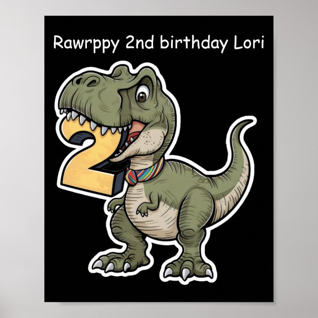 Trex beißen auf der Zahl 2 Poster (Vorne)