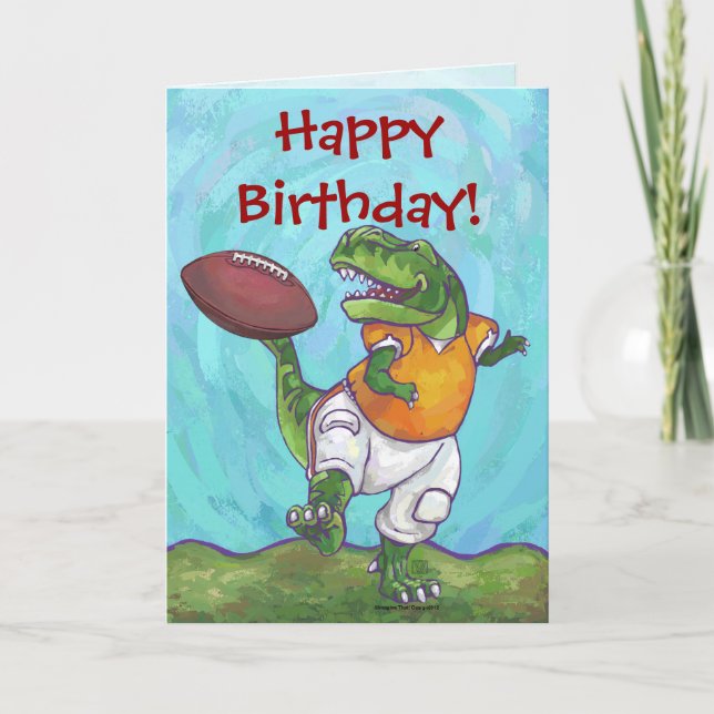 TRex Dino Football Star Happy Birthday Card Karte (Vorderseite)