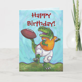 TRex Dino Football Star Happy Birthday Card Karte