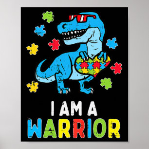 Trex Dino Ich bin ein Krieger Kindermädchen Autism Poster