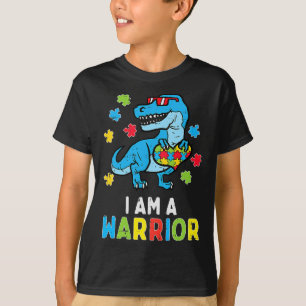 Trex Dino Ich bin ein Krieger Kindermädchen Autism T-Shirt