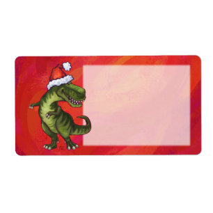 TRex Dino in Weihnachtsmannmütze auf Rot