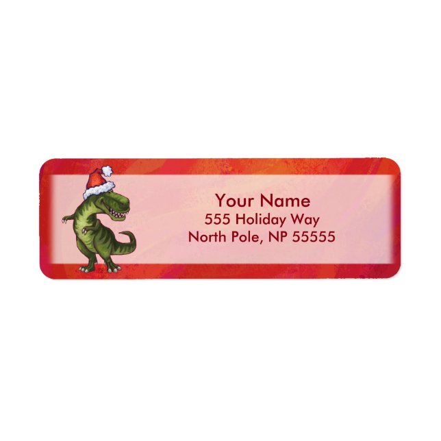 TRex Dino in Weihnachtsmannmütze auf Rot (Vorne)