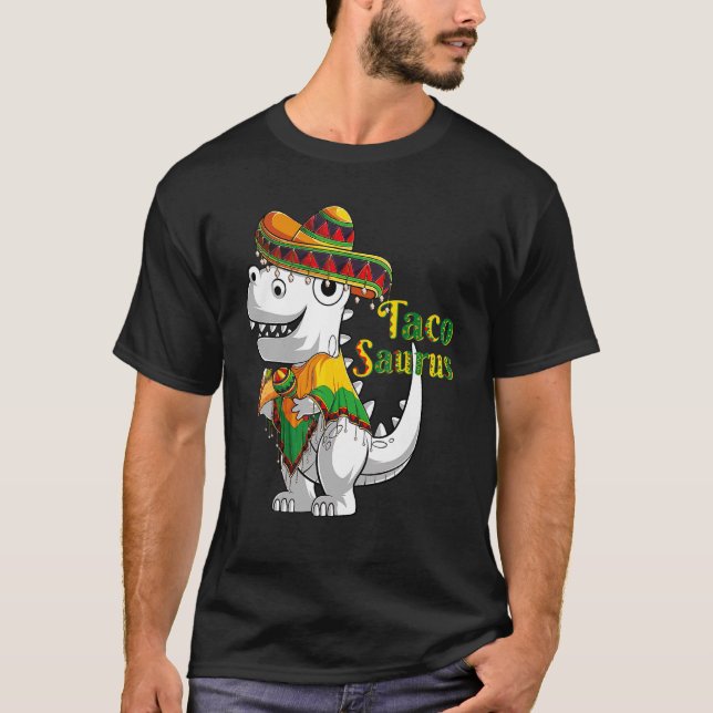 Trex Dino Taco Saurus Poncho Sombrero Cinco De May T-Shirt (Vorderseite)