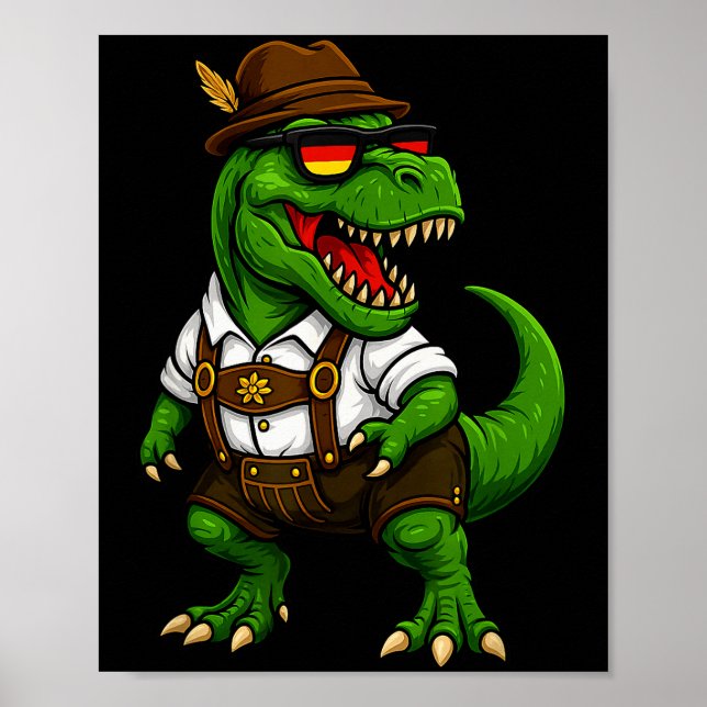 Trex Dinosaur Bavarian German Costume Boys Men Kid Poster (Vorne)