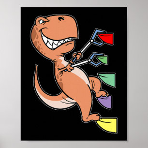 TRex Dinosaur Bouldering Climbing Climber Boulder Poster