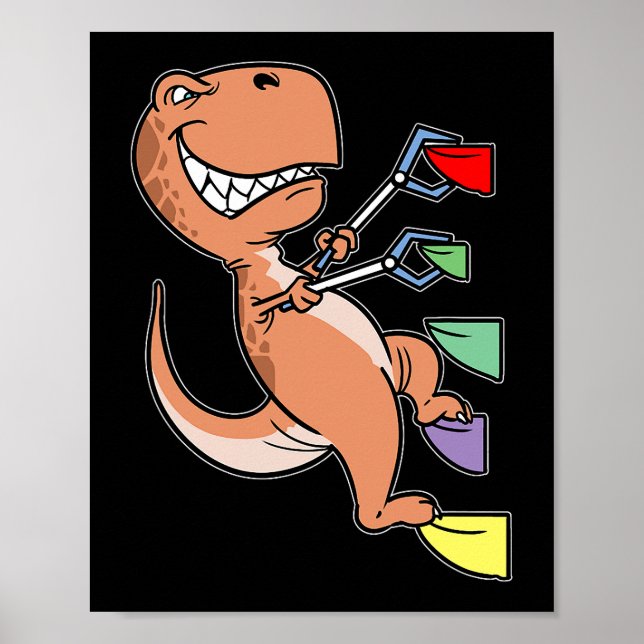 TRex Dinosaur Bouldering Climbing Climber Boulder Poster (Vorne)