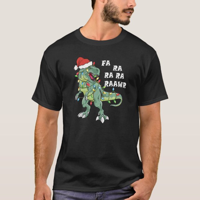 Trex Dinosaur Christmas Pajama, Fa Ra Rawr T Rex X T-Shirt (Vorderseite)