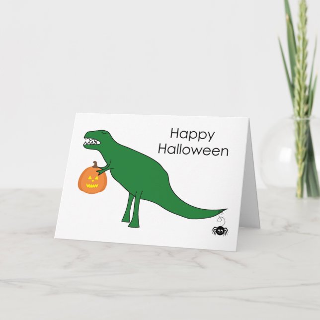 Trex Dinosaur Halloween Karte (Vorderseite)