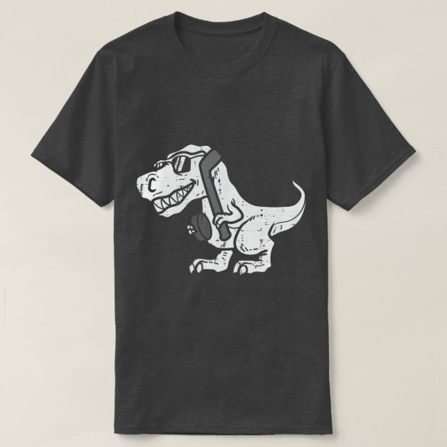Trex Dinosaur Ice Hockey Niedlich Player Goalie Me T-Shirt (Design vorne)