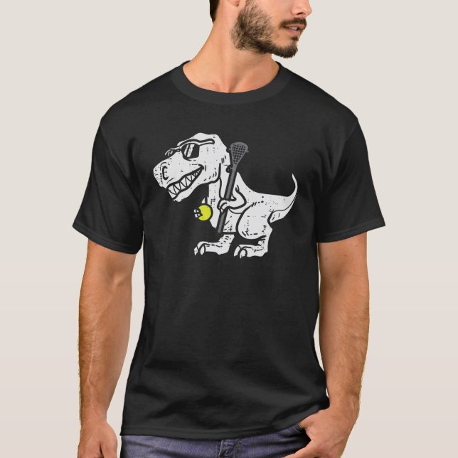 Trex Dinosaur Lacrosse Funny Lax Player Goalie Kid T-Shirt (Vorderseite)