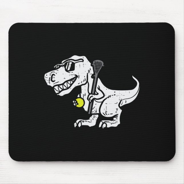 Trex Dinosaur Lacrosse Lustiger Lax Spieler Torwar Mousepad (Vorne)