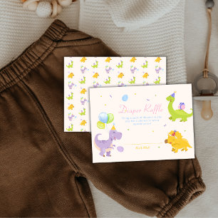 Trex Dinosaur Luftballon Windel Raffle Baby Shower Begleitkarte