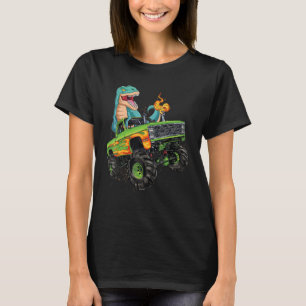 Trex Dinosaur Monster Truck Crushing Cars Kids bir T-Shirt