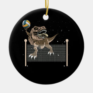 Trex Dinosaur Volleyball Sport Player Keramik Ornament