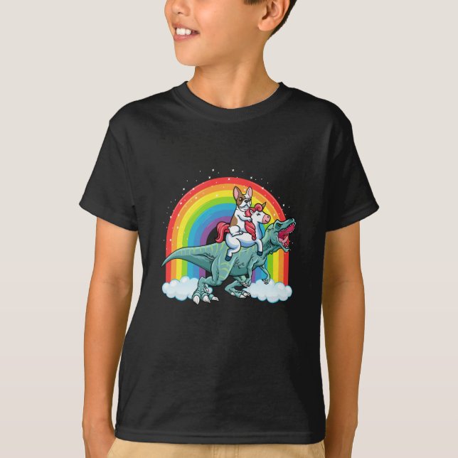 Trex Dinosaurier Französischer Bulldog Unicorn Reg T-Shirt (Vorderseite)