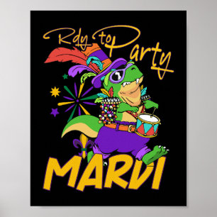 Trex Dinosaurier Mardi Gras Kostüm für Kinder mit Poster