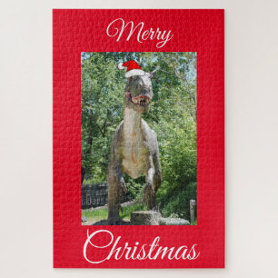 TREX Dinosaurier mit einem Santa Claus-Hut Puzzle