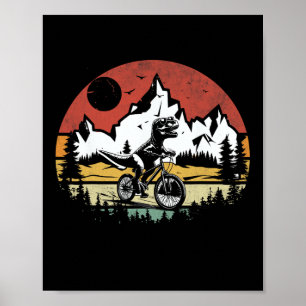 Trex fährt Fahrrad Vintage Mountainbiken Dino T Poster
