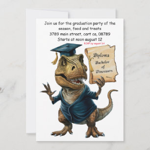 Trex in Cap and Gown Holding Diploma Einladung