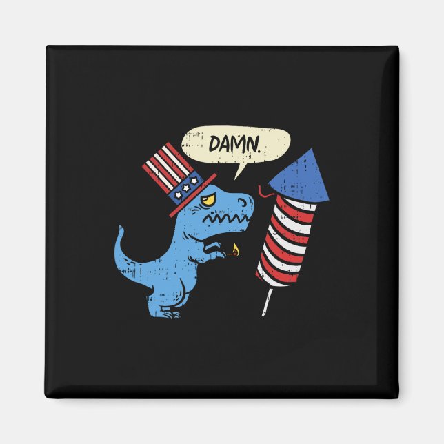 Trex Kurze Hände Firecracker Funny Firework 4. Magnet (Vorne)