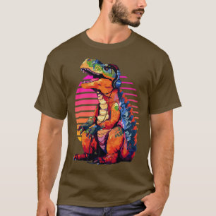 Trex mit Kopfhörer Retro Art8 T-Shirt