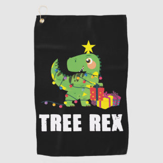 Trex mit Weihnachtsbällen - lustiger Dino-Baum Golfhandtuch