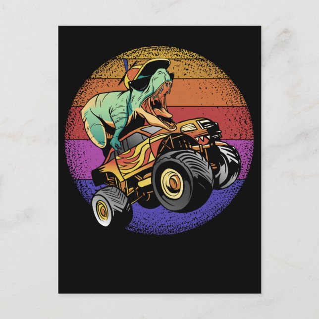 Trex Monster Truck Boys Dinosaur Monster Trucks Postkarte (Vorderseite)