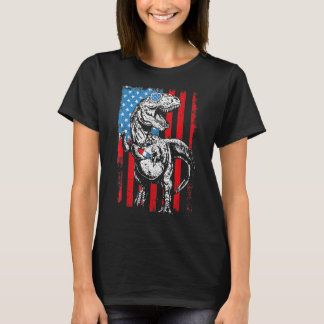 Trex Popsicle USA Flag Funny 4. Juli Dinosaur T-Shirt