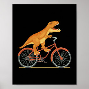 TRex Reiten Ein Bike Funny Trex Dinosaur Fahrradre Poster