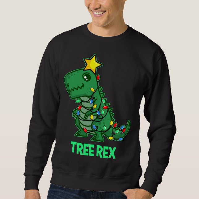 Trex Rex Funny Niedlich Retro Weihnachtsfest Sweatshirt (Vorderseite)